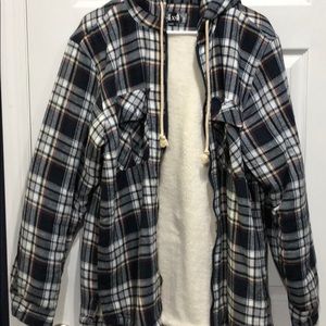 Striped thick wool flannel.